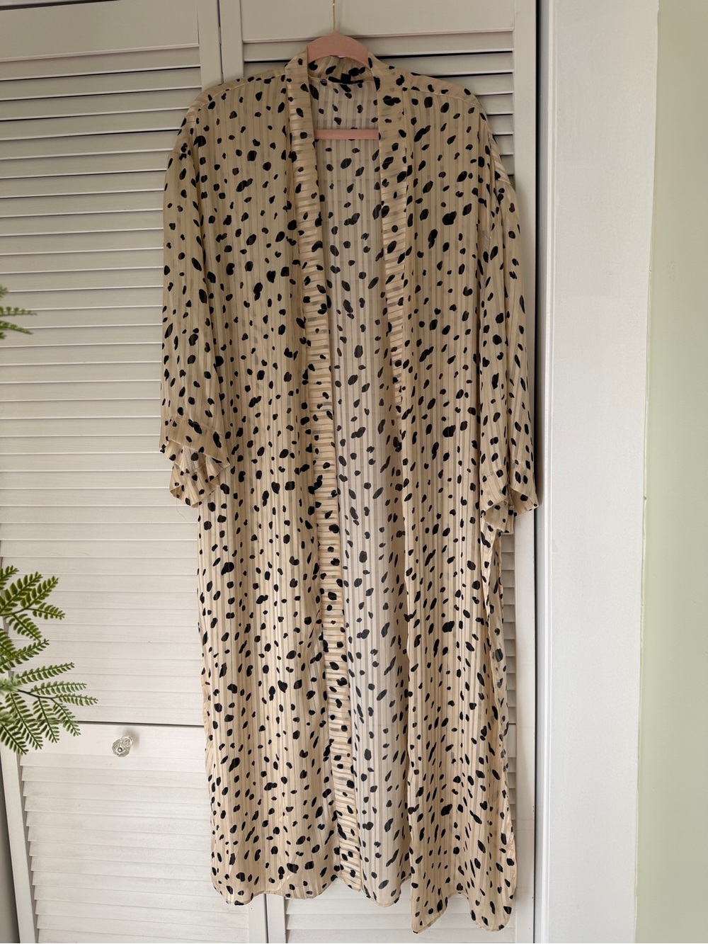 mittoshop Beige Maxi Dress with Black Spot Print